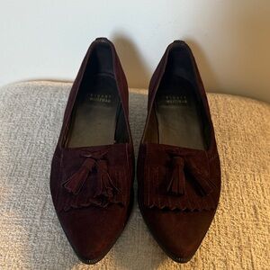 Stuart Weitzman Women's Burgundy Suede Tassel Loafers